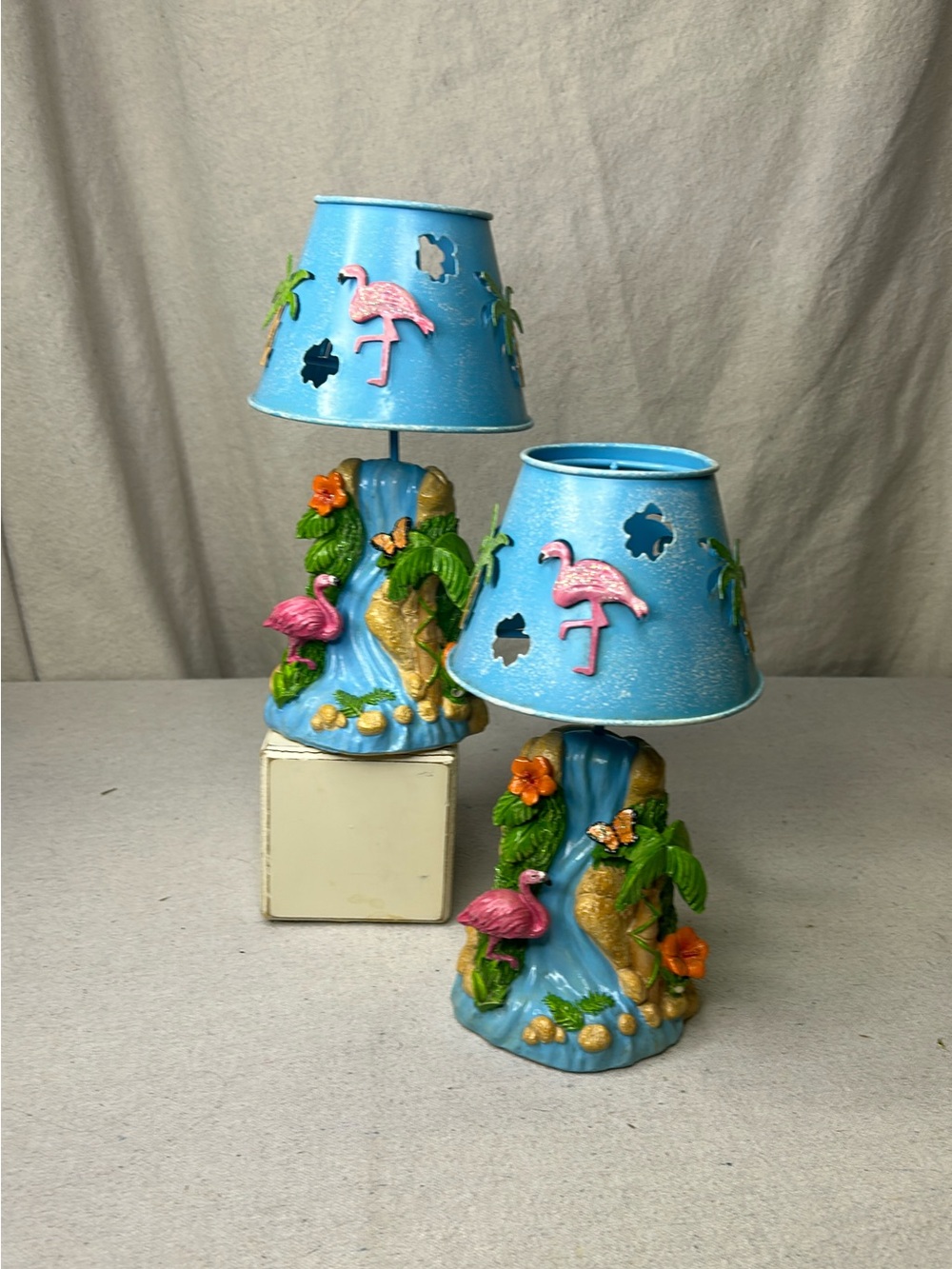 Tropical Flamingo Blue Tea Lights - Coastal Home Accent